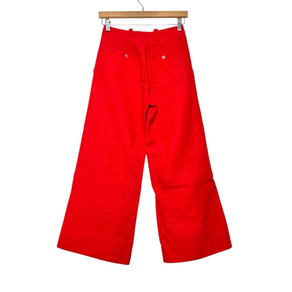 Vintage Libera Mente 100% Linen Wide-Leg Pants Size 0 Ankle Crop IT40 Red - Picture 6 of 15